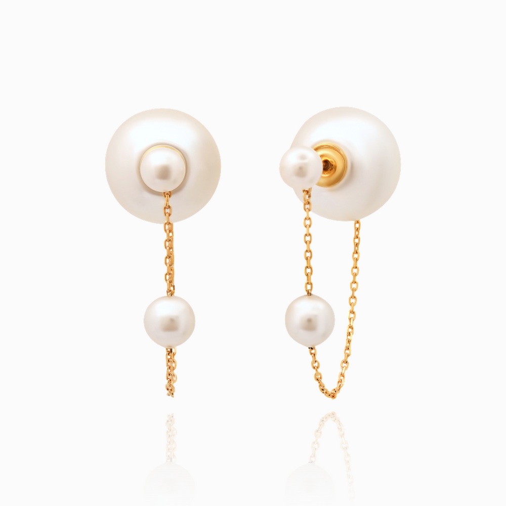 TAI PEARL AND CHAIN FRONT TO BACK EARRINGS