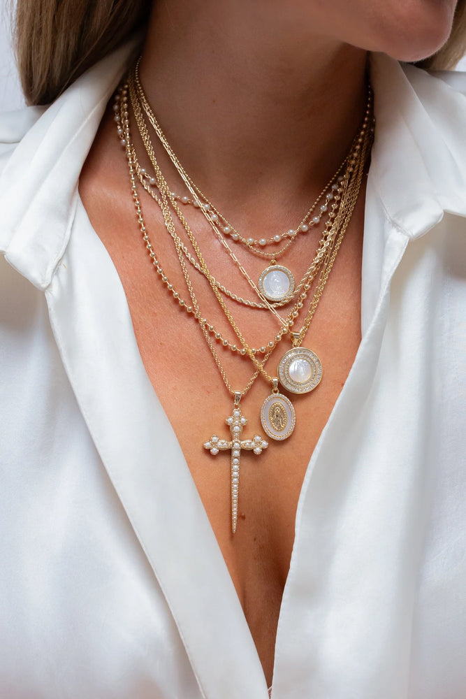 PETITE MOTHER MARY PENDANT NECKLACE