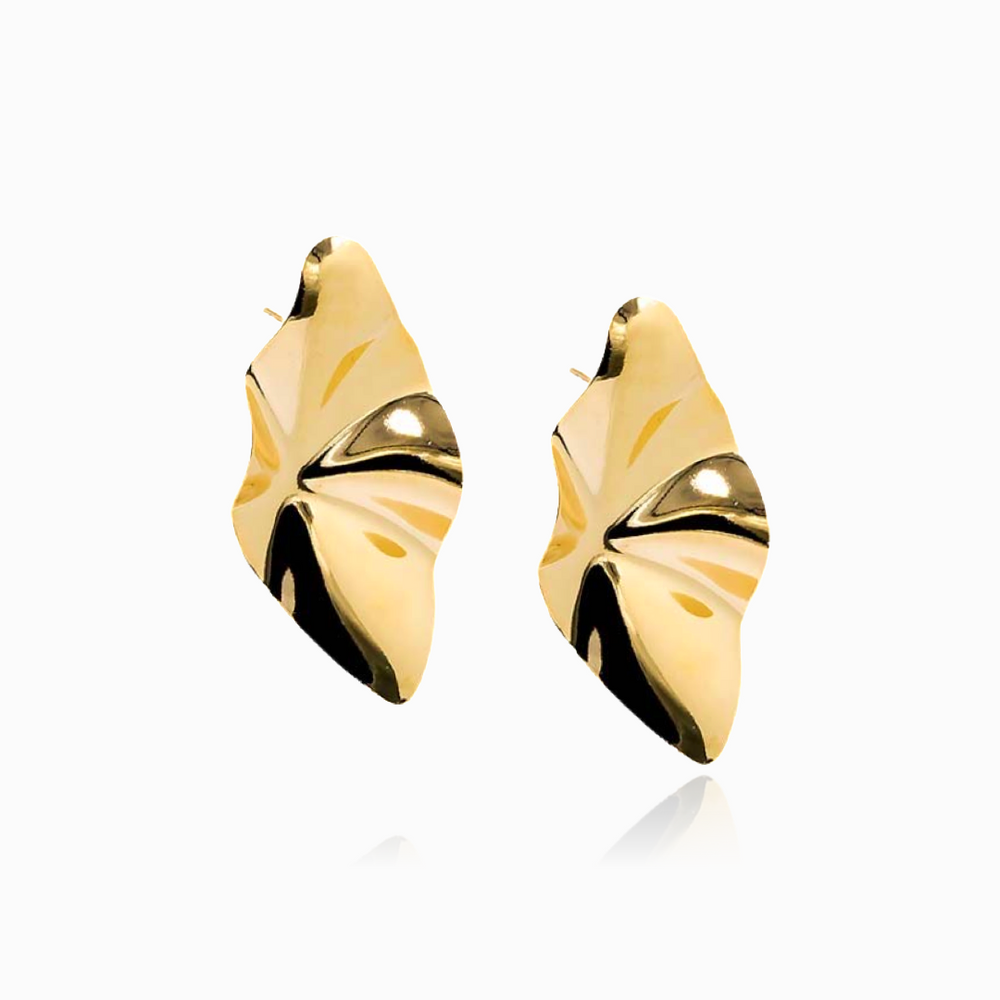 SOLID CURVED FLUID GOLD ON THE EAR STUD EARRINGS