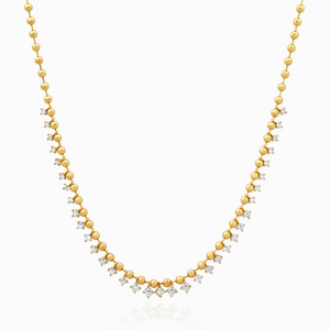 TAI GOLD BALL NECKLACE WITH GRADUATED CZ STONES