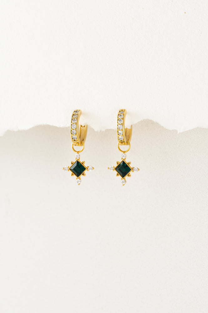 SIERRA EMERALD CHARM HOOP EARRINGS