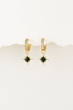 SIERRA EMERALD CHARM HOOP EARRINGS