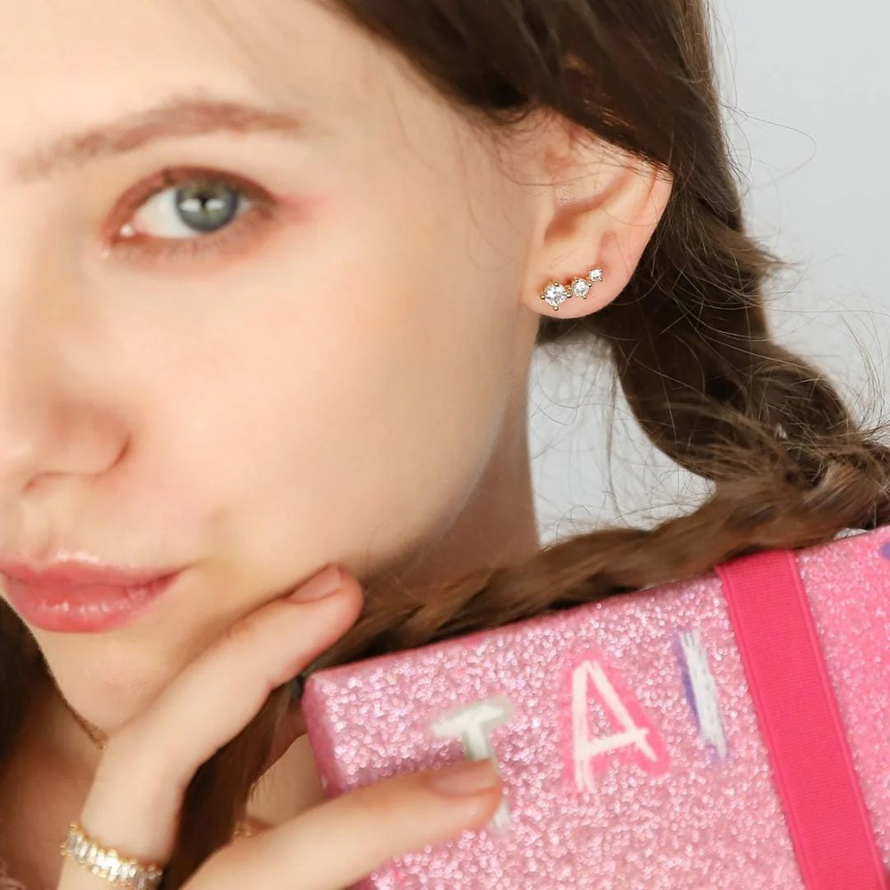TAI 3 STONE CZ CRAWLER EARRINGS