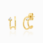 TAI DOUBLE HUGGIE WITH CZ STONE ACCENT
