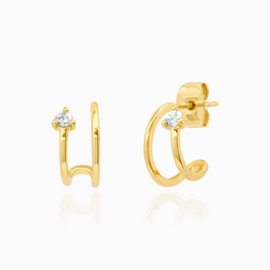 TAI DOUBLE HUGGIE WITH CZ STONE ACCENT