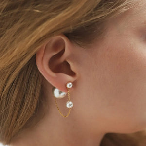 TAI PEARL AND CHAIN FRONT TO BACK EARRINGS