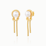 TAI KNOTTED CHAIN PEARL EARRINGS