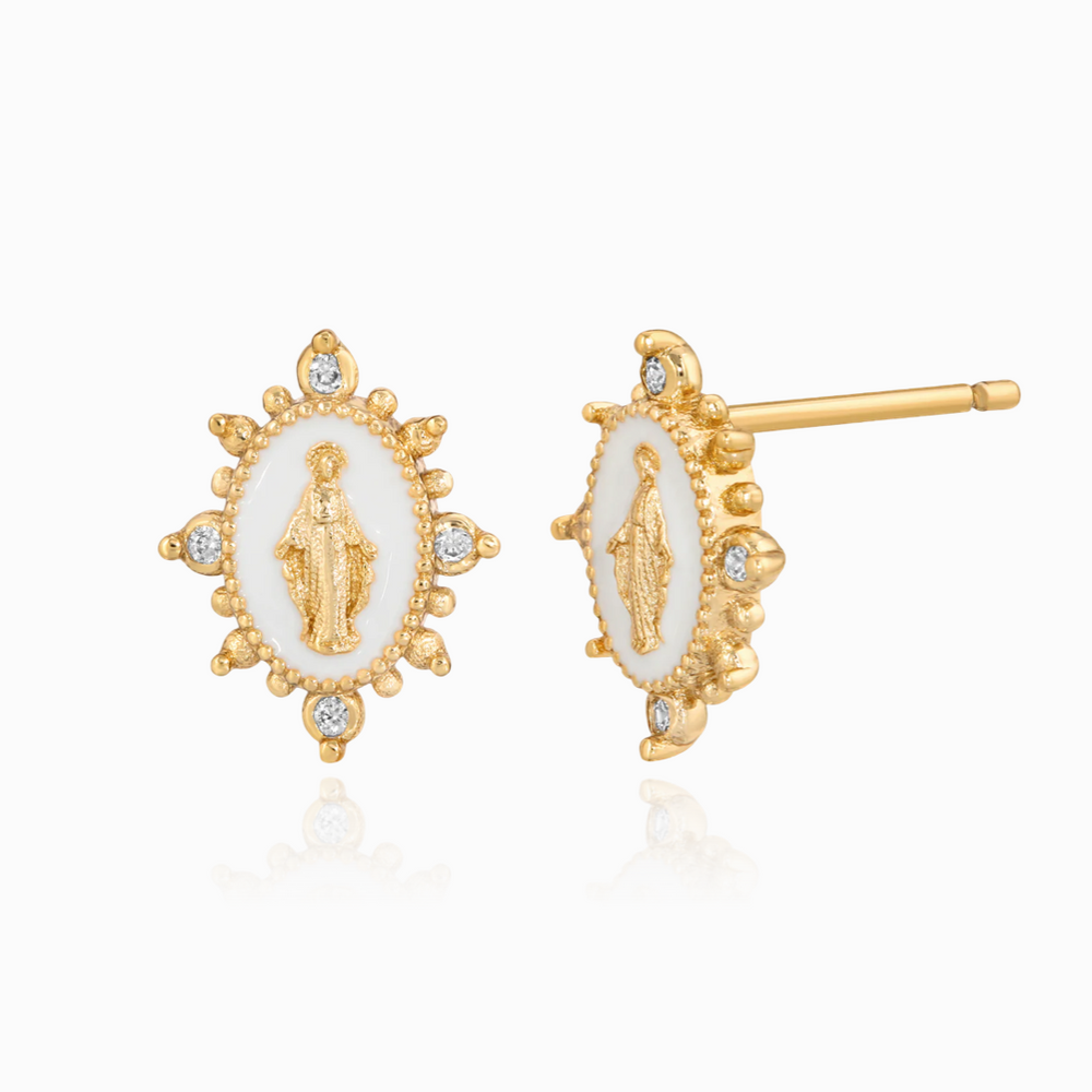 LADY LOURDES STUD EARRINGS / WHITE