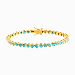 TURQUOISE CZ BEZEL TENNIS BRACELET