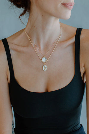 PETITE MOTHER MARY PENDANT NECKLACE