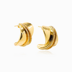PAVE DOUBLE STRAND FLUID GOLD STUD EARRINGS