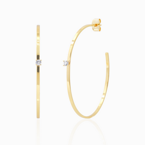 TAI SIMPLE GOLD HOOP WITH SOLITAIRE CZ