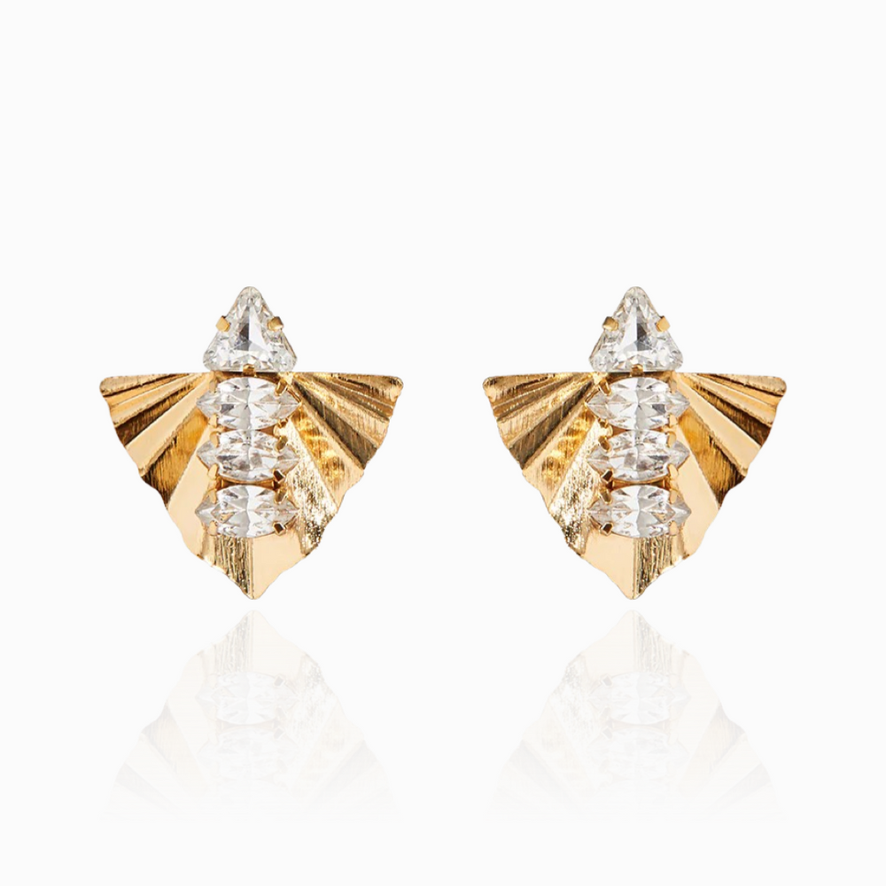 LIONETTE GRASSE DECO TRIANGLE EARRINGS / GOLD-CLEAR