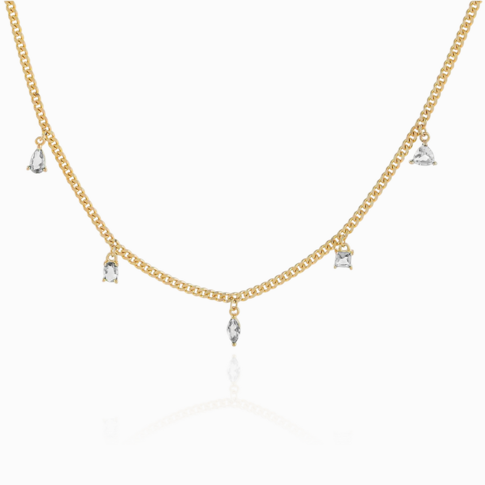 CZ MULTI SHAPED CHARMS NECKLACE