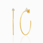 TAI MEDIUM THIN GOLD HOOPS WITH CZ ACCENT
