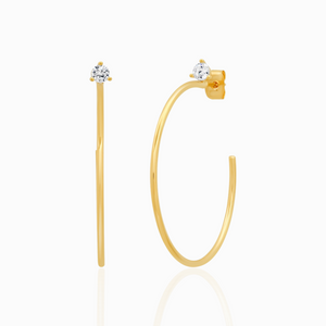 TAI MEDIUM THIN GOLD HOOPS WITH CZ ACCENT