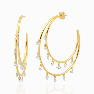 TAI DOUBLE CRESCENT HOOPS WITH DANGLE ACCENTS