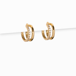 DOUBLE PAVE & GOLD SMALL HOOP EARRINGS