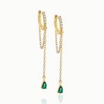 COLORED DANGLING MARQUISE DROP CHAIN EARRINGS