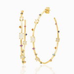 TAI OPEN HOOPS WITH MULTICOLORED STONES AND OPAL ACCENTS