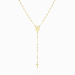 GOLD ROSARY LARIAT NECKLACE