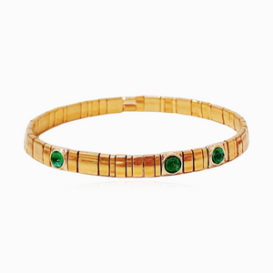 TAI HANDMADE GOLD TILA BEAD BRACELET WITH SCATTERED STONES