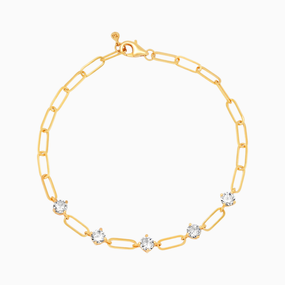 TAI GOLD LINK WITH CZ SOLITAIRE ACCENTS BRACELET