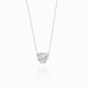 SILVER HEART CUT CZ PENDANT NECKLACE