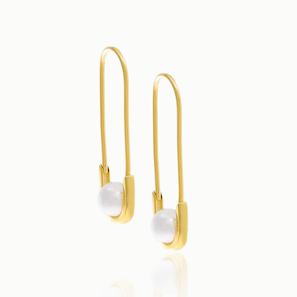 PEARL SAFETY PIN EARRINGS
