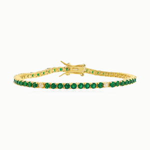 PAVE ACCENTED COLORED TENNIS BRACELET / EMERALD