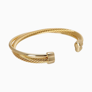 GOLD SOLID & TWISTED CUFF BRACELET