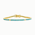 PAVE ACCENTED COLORED TENNIS BRACELET / TURQUOISE
