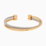TWO TONE SOLID & TWISTED CUFF BRACELET