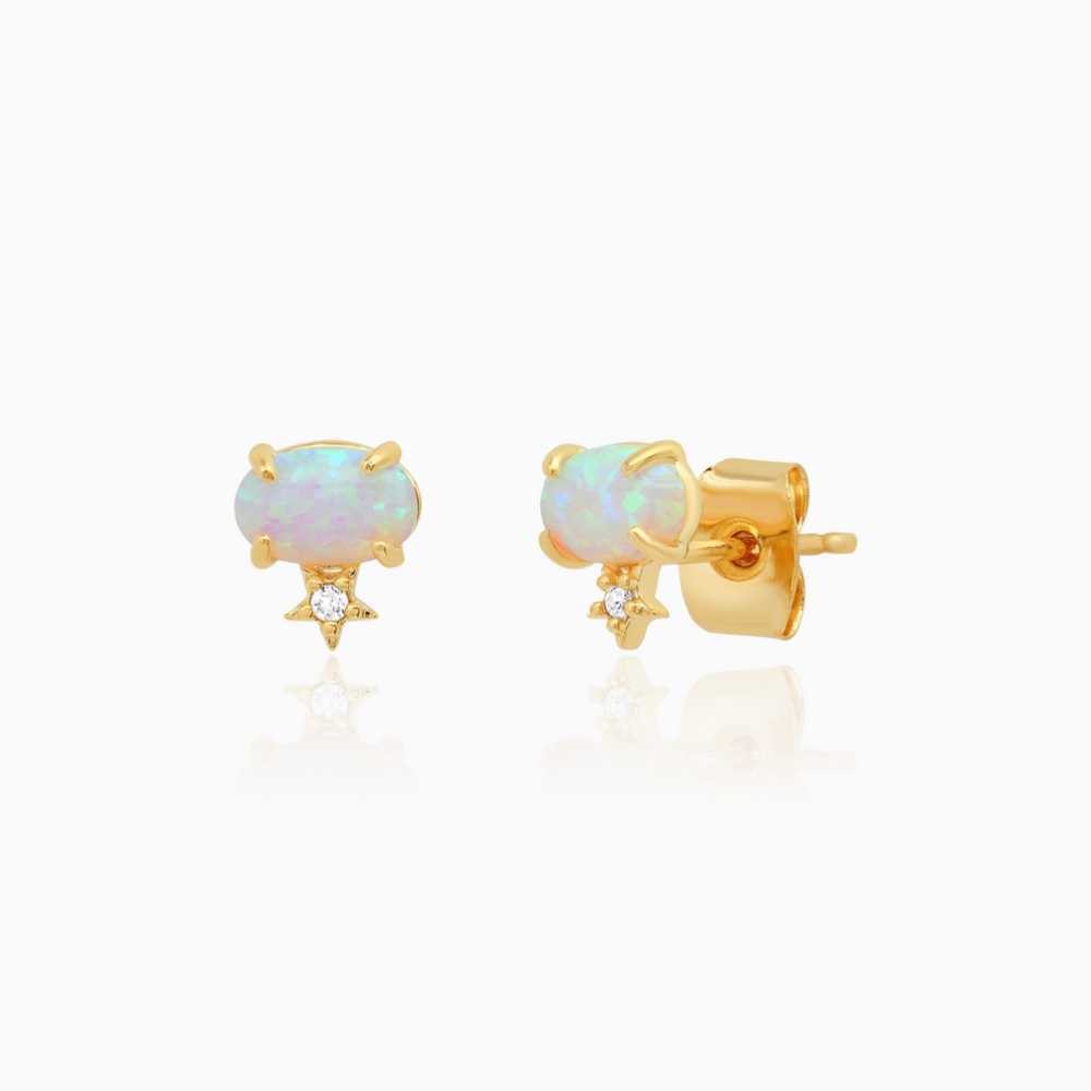 TAI OPAL OVAL STUD WITH STAR ACCENT