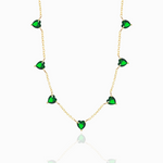 EMERALD CZ HEARTS GOLD NECKLACE